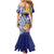 New Caledonia Kagu Bird Mermaid Dress Polynesian Tropical Flowers