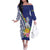 New Caledonia Kagu Bird Off The Shoulder Long Sleeve Dress Polynesian Tropical Flowers