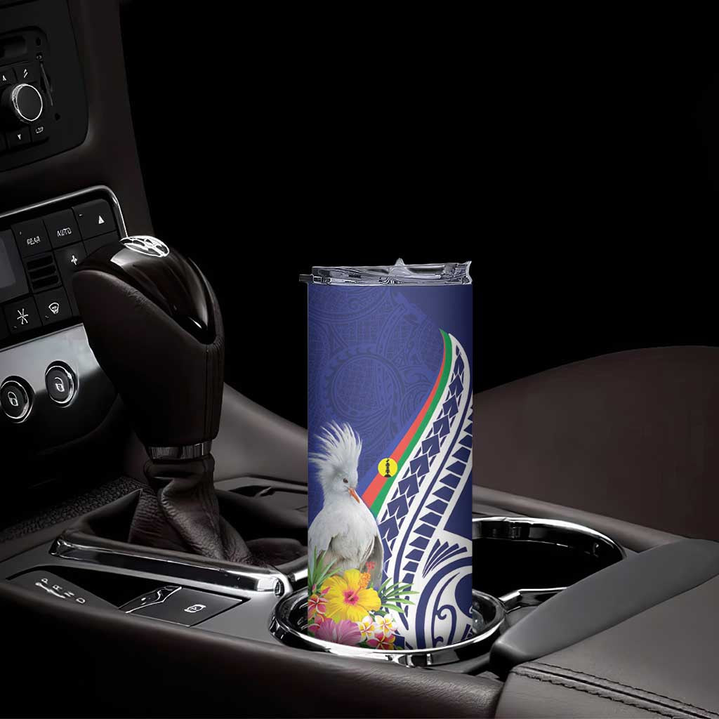 New Caledonia Kagu Bird Skinny Tumbler Polynesian Tropical Flowers