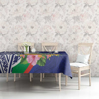 New Caledonia Kagu Bird Tablecloth Polynesian Tropical Flowers