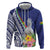 New Caledonia Kagu Bird Zip Hoodie Polynesian Tropical Flowers