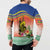 New Caledonia Nautilus Shell Button Sweatshirt Polynesian Tropical Flowers