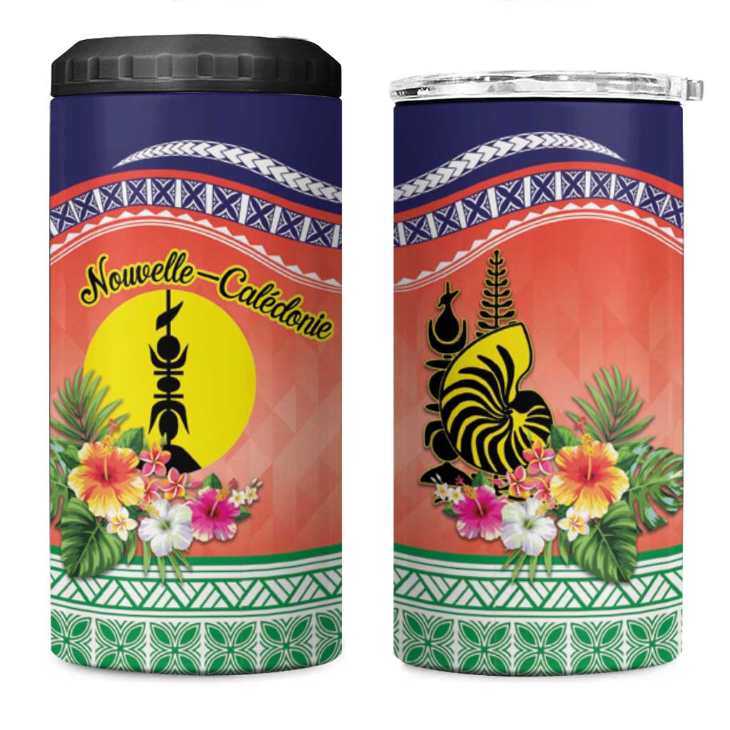 New Caledonia Nautilus Shell 4 in 1 Can Cooler Tumbler Polynesian Tropical Flowers