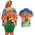 New Caledonia Nautilus Shell Couples Matching Off Shoulder Short Dress and Hawaiian Shirt Polynesian Tropical Flowers