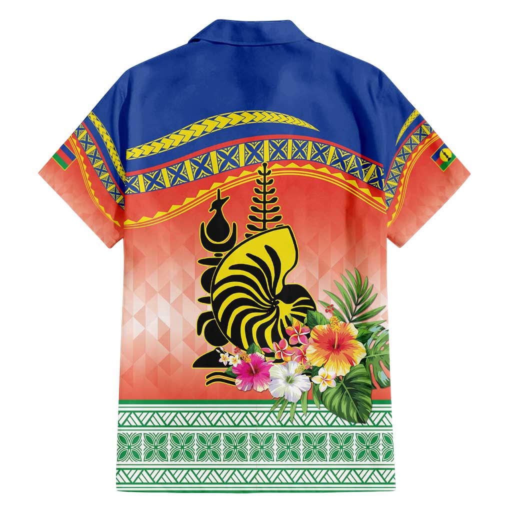 New Caledonia Nautilus Shell Family Matching Off Shoulder Short Dress and Hawaiian Shirt Polynesian Tropical Flowers