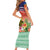 New Caledonia Nautilus Shell Family Matching Short Sleeve Bodycon Dress and Hawaiian Shirt Polynesian Tropical Flowers