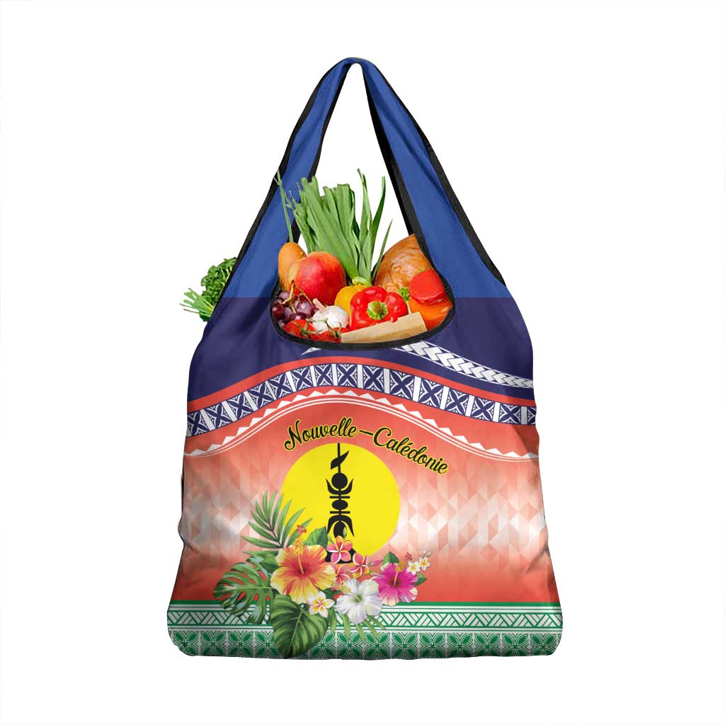 New Caledonia Nautilus Shell Grocery Bag Polynesian Tropical Flowers