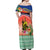 New Caledonia Nautilus Shell Off Shoulder Maxi Dress Polynesian Tropical Flowers