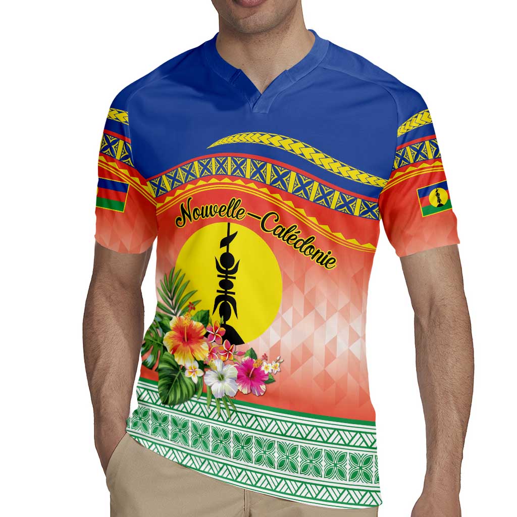 New Caledonia Nautilus Shell Rugby Jersey Polynesian Tropical Flowers