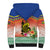 New Caledonia Nautilus Shell Sherpa Hoodie Polynesian Tropical Flowers