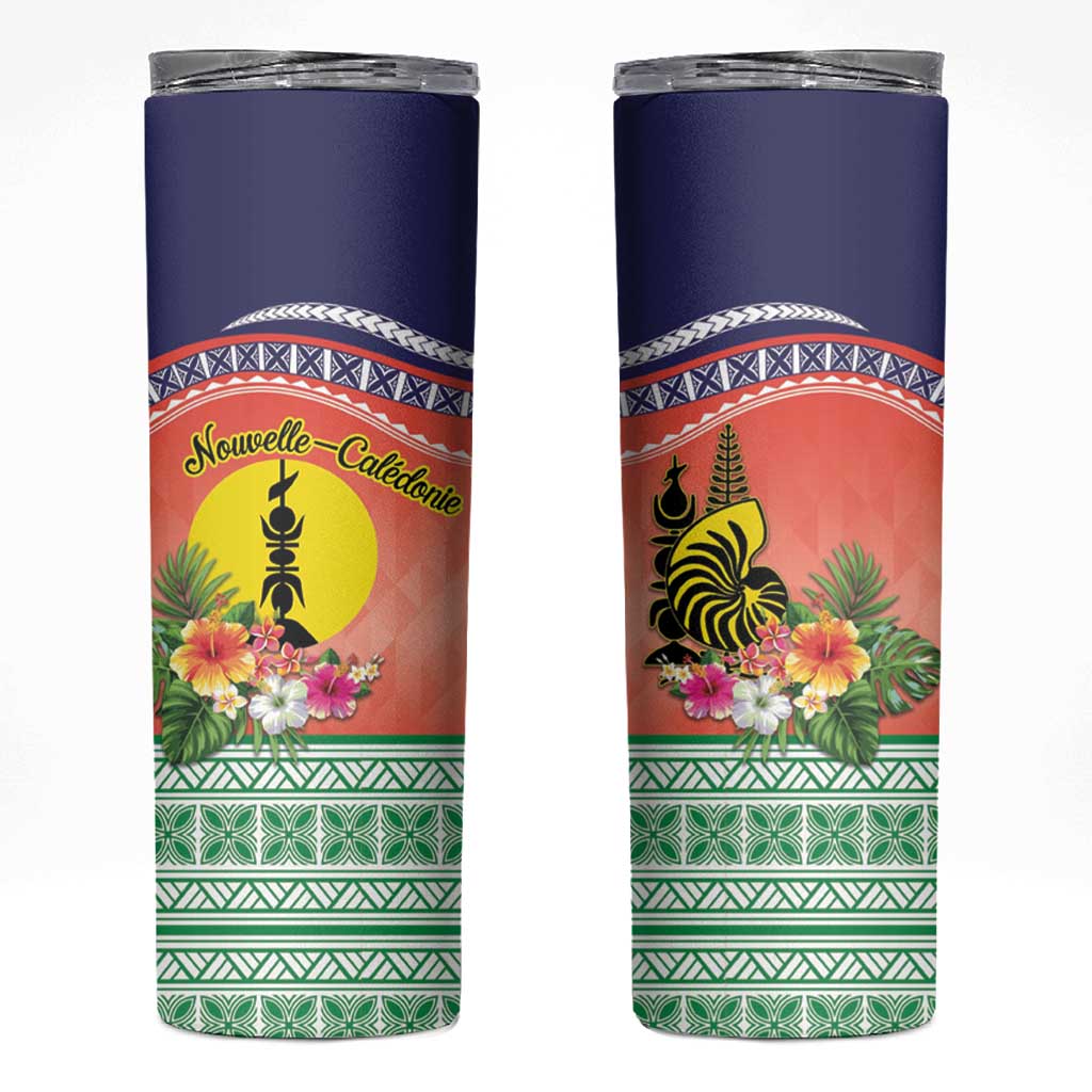 New Caledonia Nautilus Shell Skinny Tumbler Polynesian Tropical Flowers