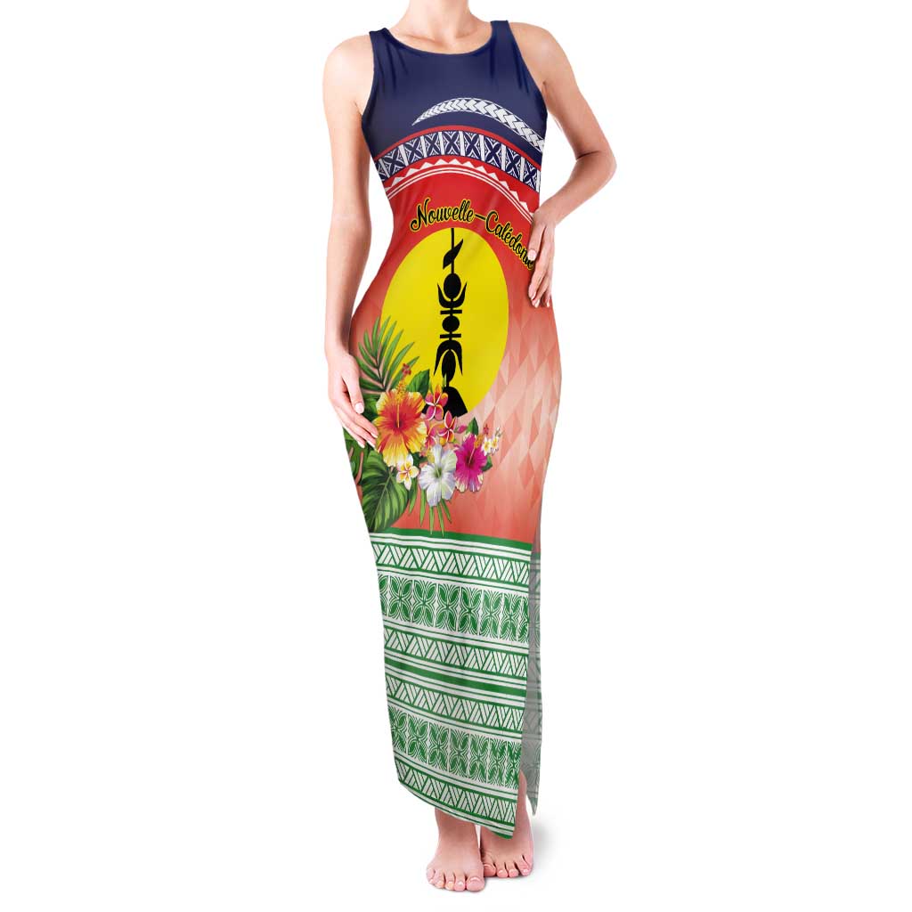 New Caledonia Nautilus Shell Tank Maxi Dress Polynesian Tropical Flowers