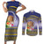 Tokelau Tuluma Couples Matching Short Sleeve Bodycon Dress and Long Sleeve Button Shirt Polynesian Tropical Flowers