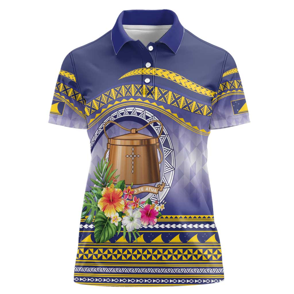 Tokelau Tuluma Women Polo Shirt Polynesian Tropical Flowers