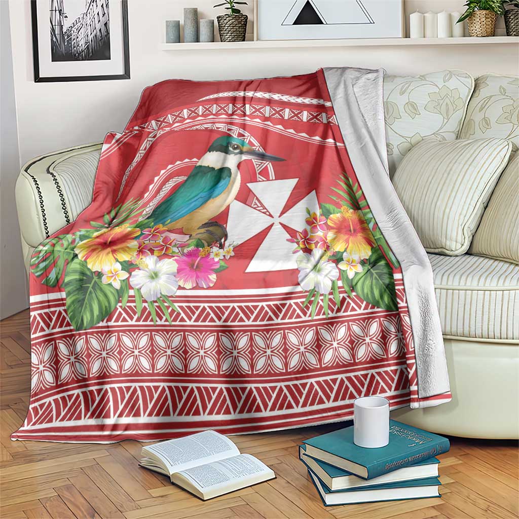 Wallis et Futuna Kingfisher Blanket Polynesian Tropical Flowers LT9 Red - Polynesian Pride