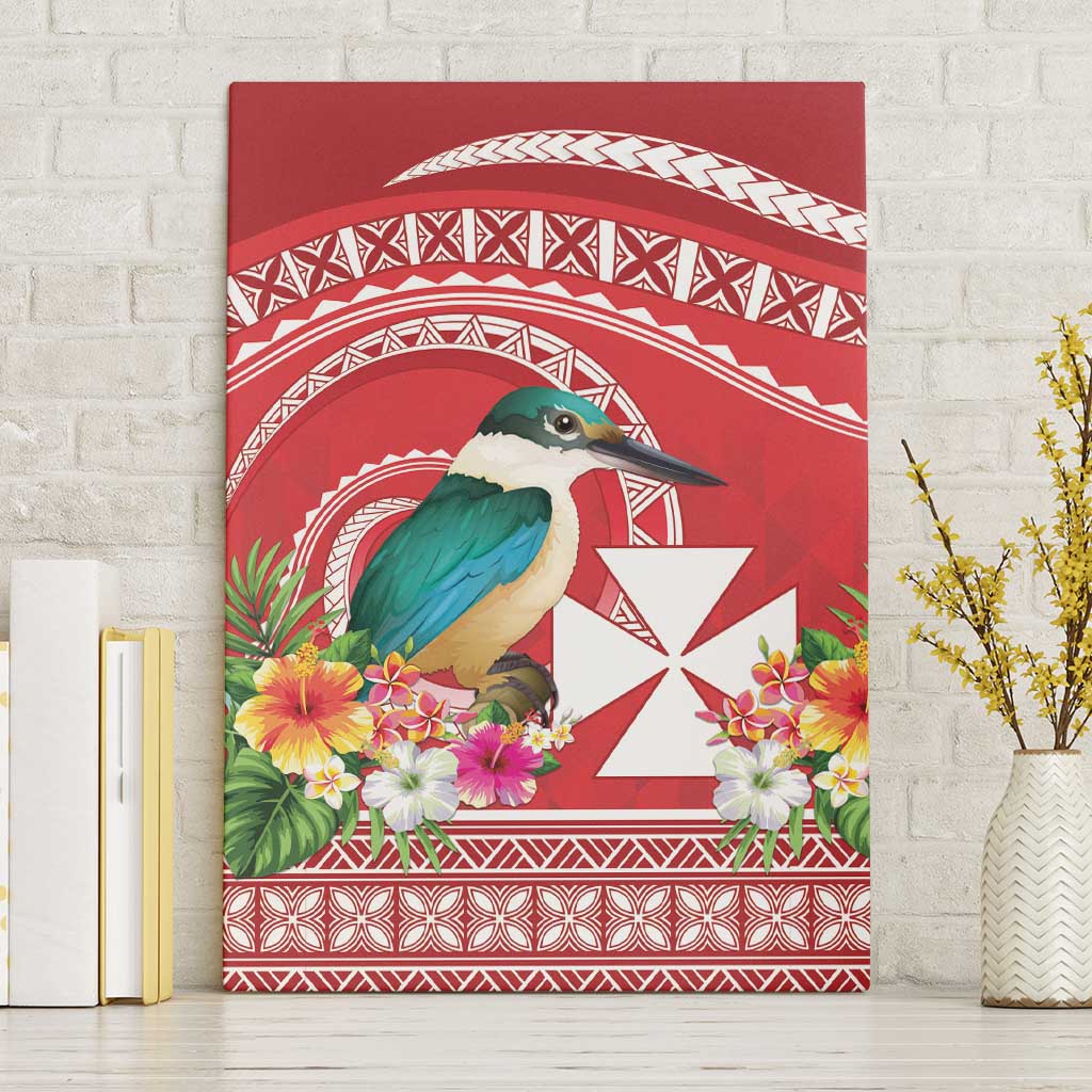 Wallis et Futuna Kingfisher Canvas Wall Art Polynesian Tropical Flowers