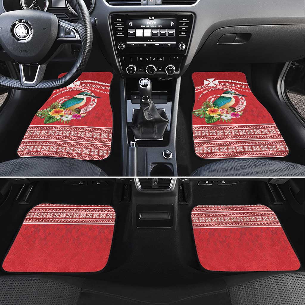 Wallis et Futuna Kingfisher Car Mats Polynesian Tropical Flowers LT9 Set 4pcs Red - Polynesian Pride