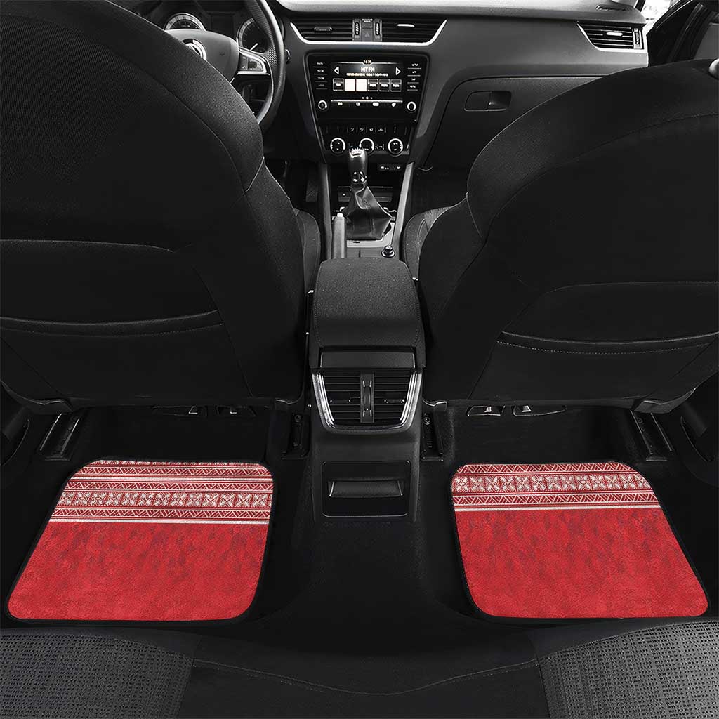 Wallis et Futuna Kingfisher Car Mats Polynesian Tropical Flowers LT9 Set 2pcs - Back Red - Polynesian Pride