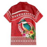Wallis et Futuna Kingfisher Family Matching Off The Shoulder Long Sleeve Dress and Hawaiian Shirt Polynesian Tropical Flowers