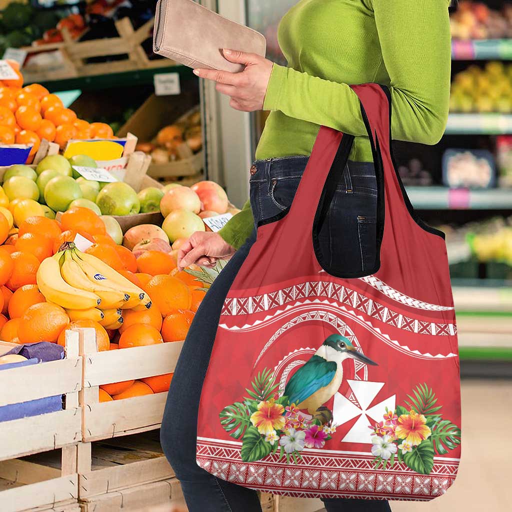 Wallis et Futuna Kingfisher Grocery Bag Polynesian Tropical Flowers