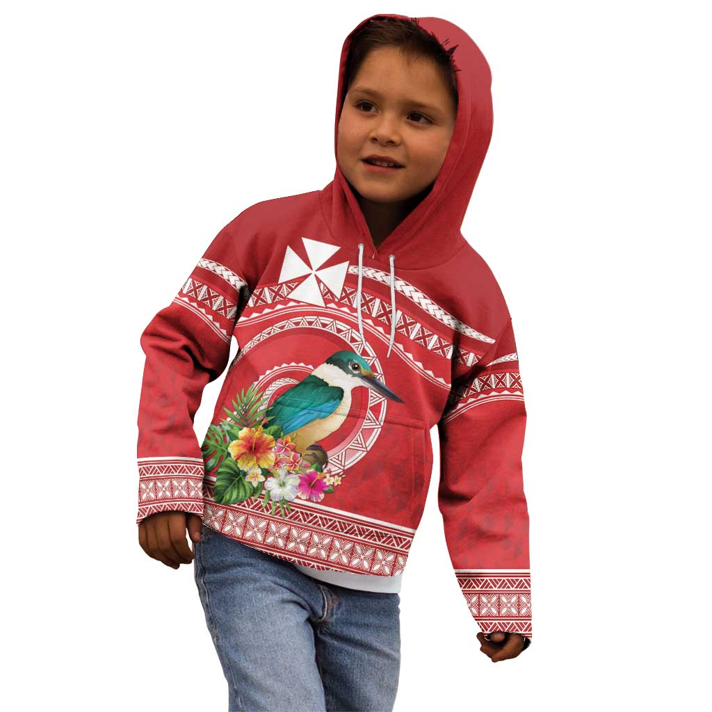 Wallis et Futuna Kingfisher Kid Hoodie Polynesian Tropical Flowers