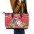 Wallis et Futuna Kingfisher Leather Tote Bag Polynesian Tropical Flowers