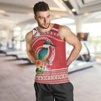 Wallis et Futuna Kingfisher Men Tank Top Polynesian Tropical Flowers LT9 Red - Polynesian Pride