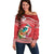 Wallis et Futuna Kingfisher Off Shoulder Sweater Polynesian Tropical Flowers