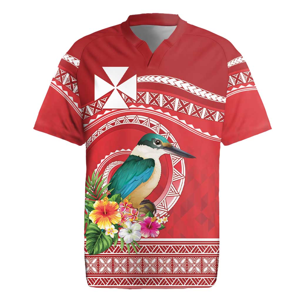 Wallis et Futuna Kingfisher Rugby Jersey Polynesian Tropical Flowers LT9 Red - Polynesian Pride