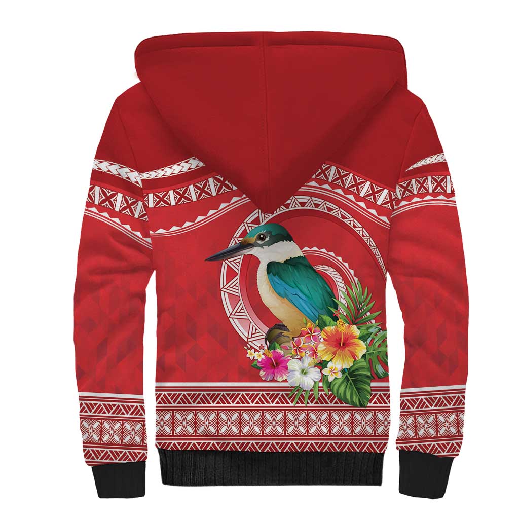 Wallis et Futuna Kingfisher Sherpa Hoodie Polynesian Tropical Flowers LT9 - Polynesian Pride