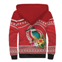 Wallis et Futuna Kingfisher Sherpa Hoodie Polynesian Tropical Flowers LT9 - Polynesian Pride