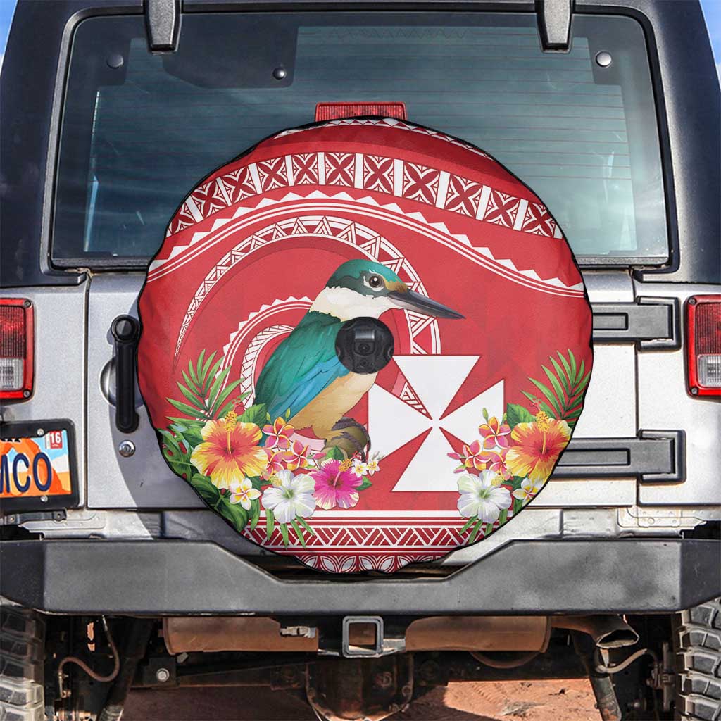 Wallis et Futuna Kingfisher Spare Tire Cover Polynesian Tropical Flowers LT9 Red - Polynesian Pride
