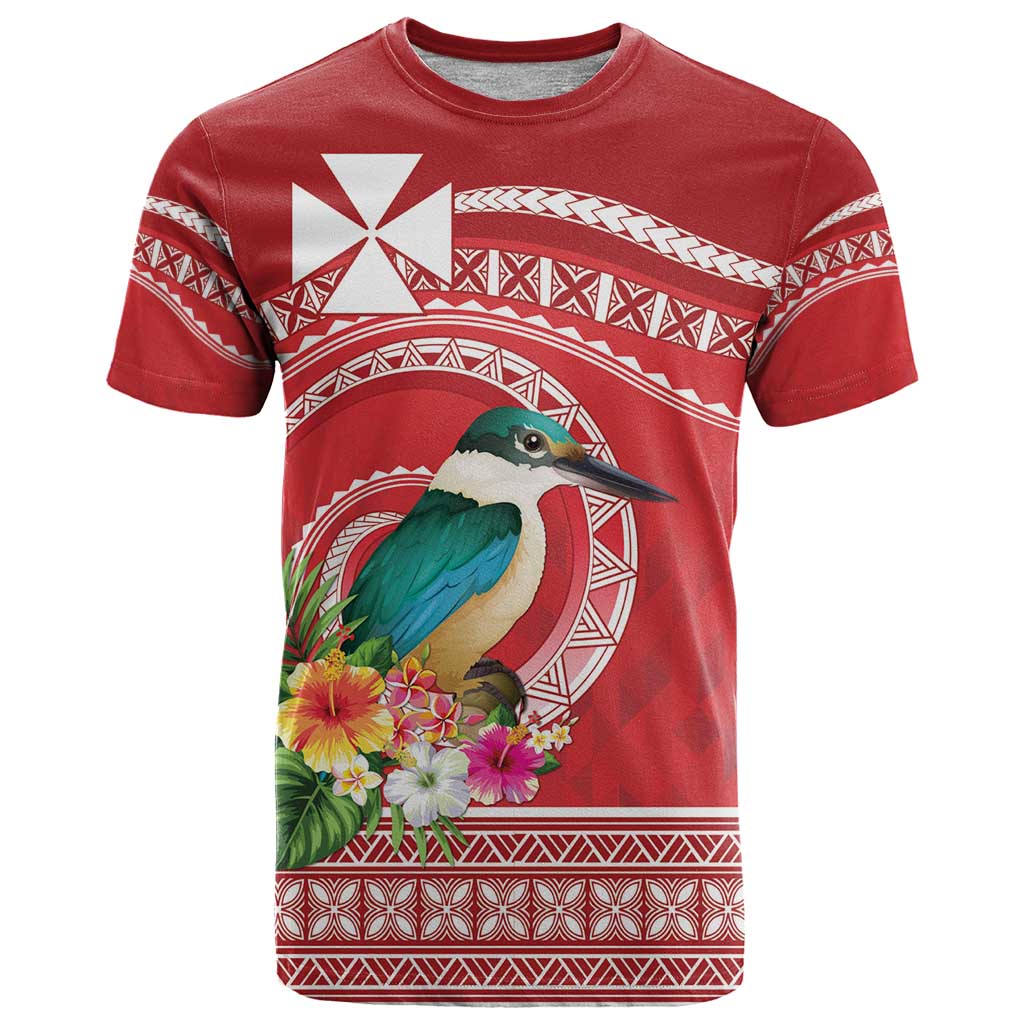 Wallis et Futuna Kingfisher T Shirt Polynesian Tropical Flowers LT9 Red - Polynesian Pride