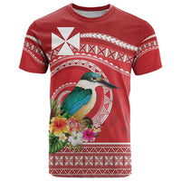 Wallis et Futuna Kingfisher T Shirt Polynesian Tropical Flowers LT9 Red - Polynesian Pride