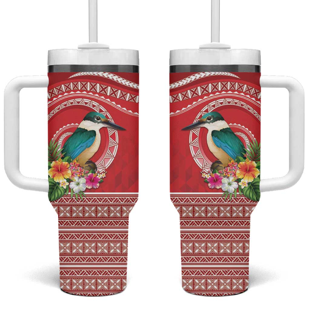 Wallis et Futuna Kingfisher Tumbler With Handle Polynesian Tropical Flowers LT9 One Size: 40 oz Red - Polynesian Pride