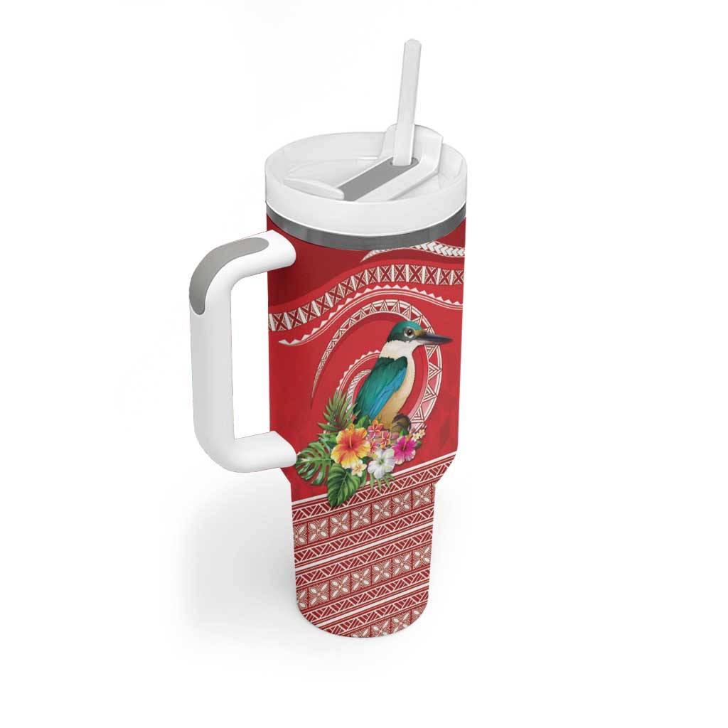 Wallis et Futuna Kingfisher Tumbler With Handle Polynesian Tropical Flowers LT9 - Polynesian Pride