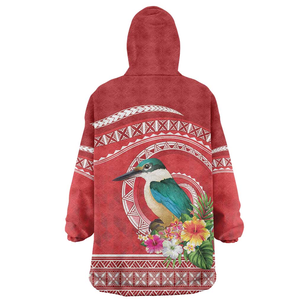 Wallis et Futuna Kingfisher Wearable Blanket Hoodie Polynesian Tropical Flowers LT9 - Polynesian Pride