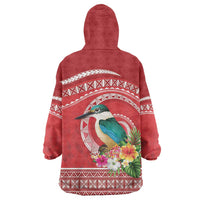Wallis et Futuna Kingfisher Wearable Blanket Hoodie Polynesian Tropical Flowers LT9 - Polynesian Pride