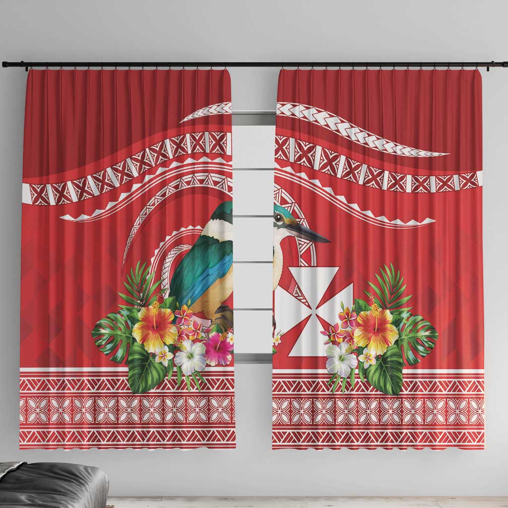 Wallis et Futuna Kingfisher Window Curtain Polynesian Tropical Flowers