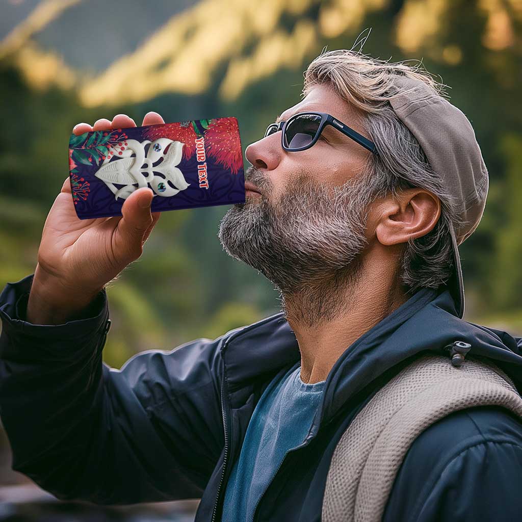 Maori Wheku Meri Kirihimete Personalised 4 in 1 Can Cooler Tumbler All Blue Indigenous Maori Motif - Polynesian Pride