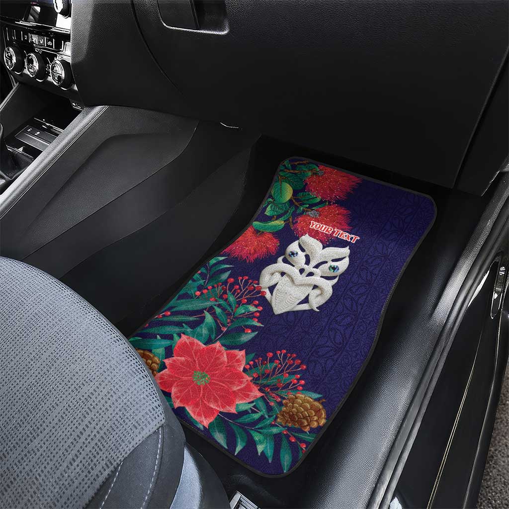 Maori Wheku Meri Kirihimete Personalised Car Mats All Blue Indigenous Maori Motif - Polynesian Pride
