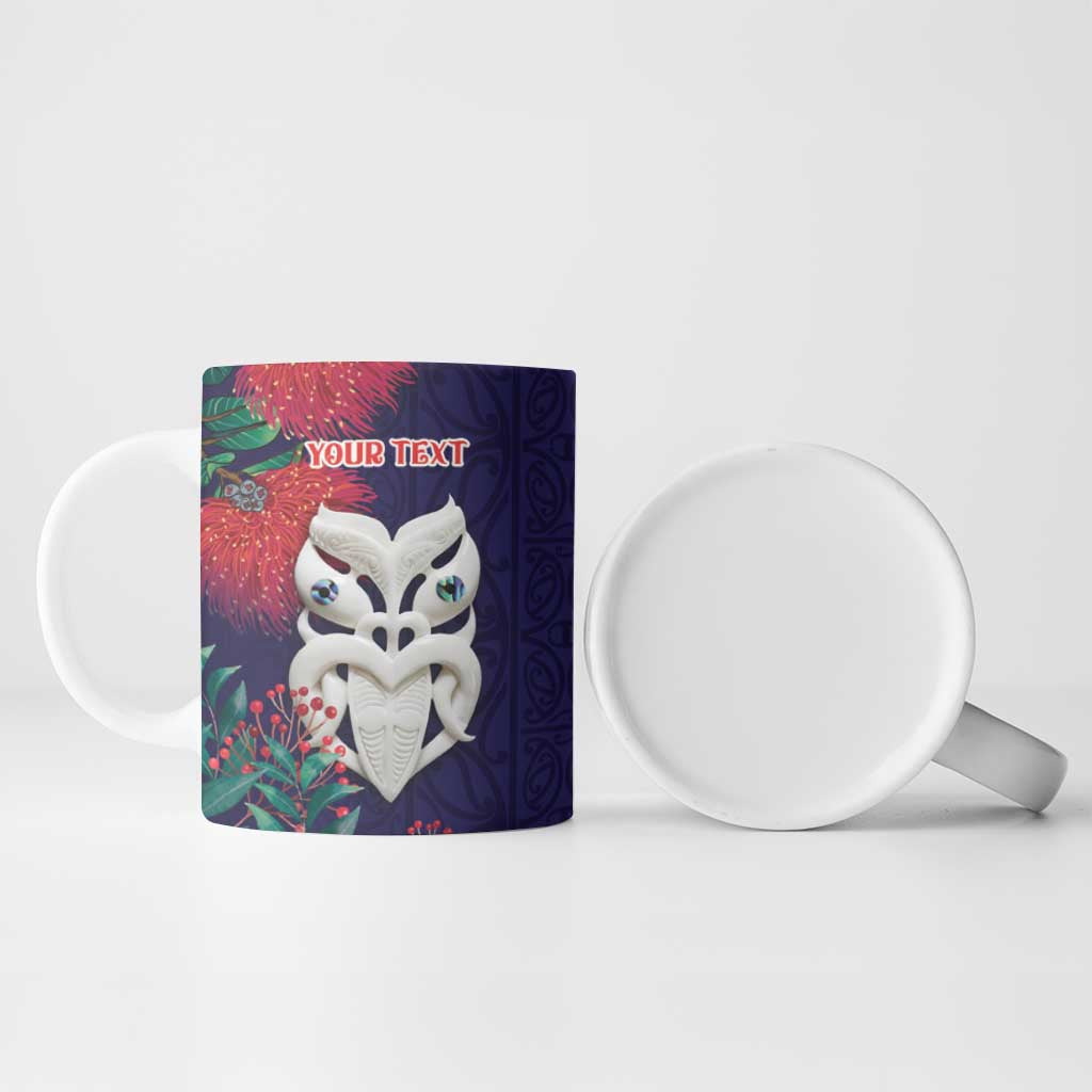 Maori Wheku Meri Kirihimete Personalised Ceramic Mug All Blue Indigenous Maori Motif - Polynesian Pride