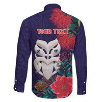 Maori Wheku Meri Kirihimete Personalised Family Matching Tank Maxi Dress and Hawaiian Shirt All Blue Indigenous Maori Motif - Polynesian Pride