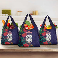 Maori Wheku Meri Kirihimete Personalised Grocery Bag All Blue Indigenous Maori Motif - Polynesian Pride