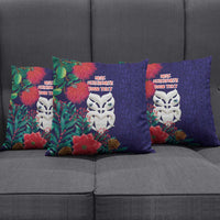 Maori Wheku Meri Kirihimete Personalised Pillow Cover All Blue Indigenous Maori Motif - Polynesian Pride