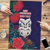 Maori Wheku Meri Kirihimete Personalised Puzzle All Blue Indigenous Maori Motif - Polynesian Pride