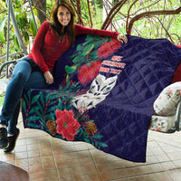 Maori Wheku Meri Kirihimete Personalised Quilt All Blue Indigenous Maori Motif - Polynesian Pride