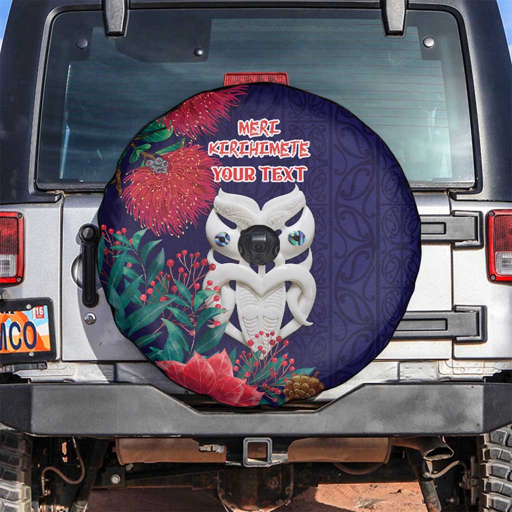 Maori Wheku Meri Kirihimete Personalised Spare Tire Cover All Blue Indigenous Maori Motif - Polynesian Pride