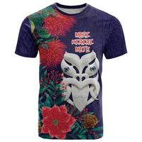 Maori Wheku Meri Kirihimete Personalised T Shirt All Blue Indigenous Maori Motif - Polynesian Pride
