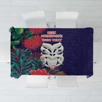Maori Wheku Meri Kirihimete Personalised Tablecloth All Blue Indigenous Maori Motif - Polynesian Pride
